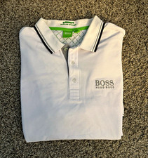 HUGO BOSS Men's White Polo Shirt M Short Sleeve Moisture Wicking Embroidered picture
