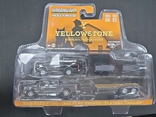 Greenlight 1/64 2018 Ford F-150 1992 Bronco and Flatbed Trailer Yellowstone picture