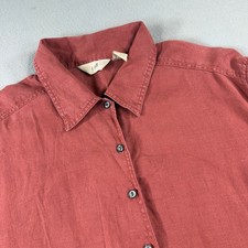 J.Jill Linen Button Down Tunic Women Smocked Back Terracotta Red M picture