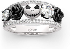 1.76 Ct Skull Wedding Band in 925 Silver - Romantic Diamond Eternity Ring picture