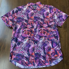 Bonobos Italian Shirting Riviera Short Sleeve Shirt Mens L Standard Fit Palm picture