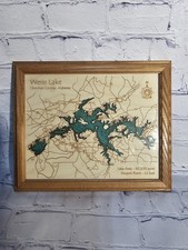 Multilayered Weiss Lake Wood Map | Laser Engraved | Hardwood Framed Wall Art picture