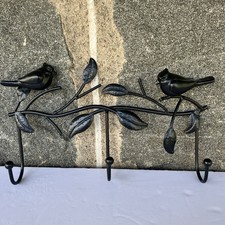 Metal Bird Wall Rack – Two Birds on Branch – Decorative Wall Hooks picture