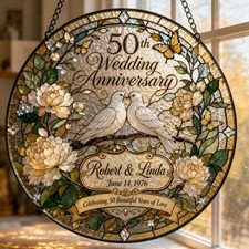 Personalized 50th Wedding Anniversary Suncatcher, Golden Anniversary Gift picture