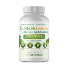 California Essentials Turmeric Curcumin Ginger BioPerine 240 Veggie Capsules USA picture