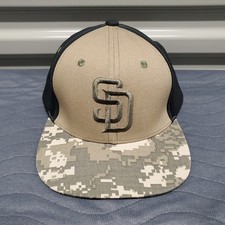San Diego Padres Armed Forces Day SGA Camo Trucker Mesh Snapback Hat OSFM NEW picture
