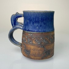 Tokheim Stoneware Fjord Horse Mug Coffee Cup Studio Pottery Signed 1990s Vintage picture