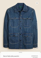 J.Crew NWT Denim field utility overshirt Blue Size XL CM231 $218.00 picture