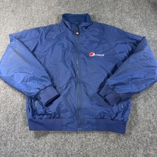 Pepsi Aramark Vintage Blue Taslan Nylon Fleece Lined Bomber Jacket Mens Large picture