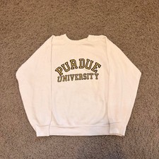 Vintage 80s Purdue University Crewneck Sweatshirt Cream Big 10 Raglan Mens XS picture