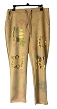 NWT Scandal Italy Womens Zinnia Faux Suede Stretch Floral Pants Size Medium picture