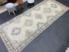 Antique Runner RUG 4.3 x 10.4 TURKISH Oushak Rug Vintage Runner Rug Vintage Runn picture