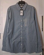 Marc Ecko Men's Blue/White Check Long Sleeve Button-Up Shirt Size M picture
