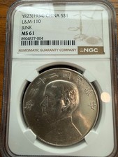 YR23 1934 China $1 Dollar L&M-110 Junk NGC MS61 picture