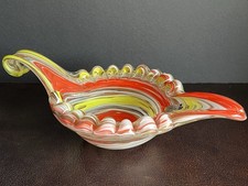 Vintage C1950 Venetian Fratelli Toso Murano Orange Art Glass Candy Dish picture