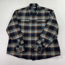 L.L. Bean Signature Shirt Mens 2XL Blue Plaid Heavy Chamois Flannel Long Sleeve picture