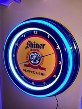 Shiner Bock Texas Beer Bar Man Cave Neon Style Retro LED Clock Sign picture