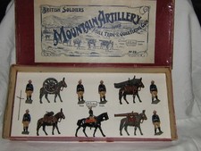 VTG BRITAINS MOUNTAIN ARTILLERY WITH MULE TEAM & QUICK FIRING GUN SET#28 BOXED picture