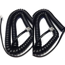 NEW 12 Ft Black Handset Receiver Cord Yealink IP SIP Phone All Models (2-Pack) picture