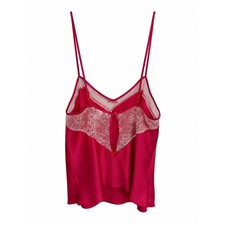 Vintage Victoria's Secret red satin slip top with lace trim Size S picture