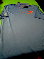 NWT MENS ADIDAS 30 UPF NBA NEW YORK KNICKS POLO SHIRT ROYAL BLUE 2XL picture