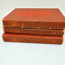 Vintage J.H. Sears & Co. Antique Style Book Set of 3 – Red Decorative Cloth Cove picture