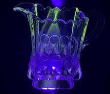 Antique EAPG Adams Crystal Wedding Clear Glass Creamer, GLOWs Under UV picture
