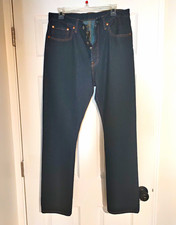 Levi's Premium 501 Dark Wash Blue Denim Straight Jeans Button Fly 5-Pocket picture