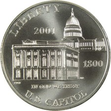 2001 P U.S. Capitol Commemorative Silver Dollar Uncirculated $1 Coin picture