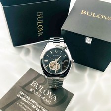 Bulova Surveyor 96A270 Automatic Men's Watch with Open Heart Black Dial 42mm picture