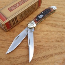 Rough Ryder Copperhead Pocket Knife Stainless Steel Blades Jigged Bone Handle picture