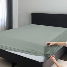 1800 Deep Pocket Fitted Sheet Queen King Fully Elastic Fitted Sheets Bed Sheets picture