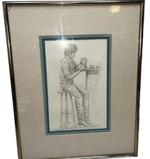 Anthony Cardoso 1973 Original Pencil Drawing Student Realism Framed Signed Art picture