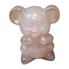 Vintage Boyd Glass Willie The Mouse Crown Tuscan Light Pink Iridescence picture