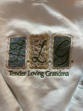 Vintage MC Energy L Sweatshirt Tender Loving Grandma Cream Off White 90s picture