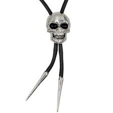 kreepsville 666 Gothic Chrome Skull Western Bolo Tie picture