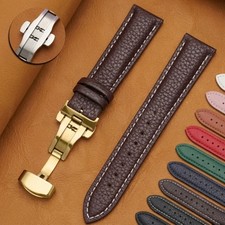 Calfskin Litchi Leather Watchband 16/19/21/24mm 18mm 20mm 22mm Watch Strap for M picture