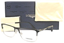 NEW LONGINES LG 5005-H 002 POLISHED BLACK-SILVER AUTHENTIC EYEGLASSES 56-16 picture