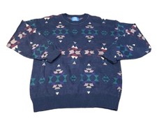 Vintage Lobo By Pendleton Men’s Large  Southwestern Knit Cotton Sweater USA picture