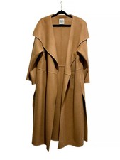 Toteme Annecy Draped Wool Cashmere Blend Coat Camel Tan Size M Long Rela G2U picture