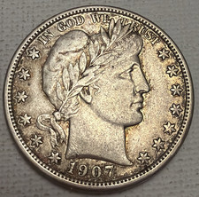 1907-D BARBER HALF DOLLAR - SHARP DETAILS  - CHOICE VF picture