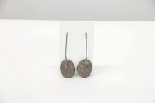NWT $2895 Brunello Cucinelli 925 Sterling Silver Glitter Oval Drop Earrings W242 picture