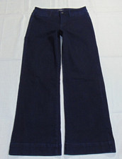 NYDJ Womens Size 8 Dark Wash Denim Trouser Wide Leg Blue Stretch Pockets Jeans picture