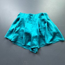 Solaris Style Womens Size Medium Green Satin Pleated Shorts Elastic Waist Casual picture
