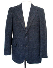 Vtg Polo University Club Ralph Lauren Blazer Men 40S Blue-Gray Wool Plaid Jacket picture