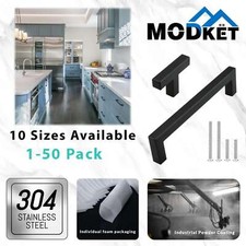 Matte Black Square Modern Kitchen Cabinet Handles Pulls Drawer Stainless Steel picture