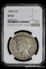BETTER DATE NGC VF25 1934-S SILVER PEACE DOLLAR $1  (BC13) picture