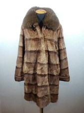 Vintage Genuine Fur Brown Coat: Fox Fur Collar, Trapezoid Cut picture