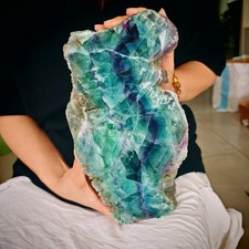 7.04LB Natural colored fluorite crystal tower specimen slice healing 3200g picture