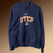 Vintage Nike UTEP Miners Hoodie Sweatshirt Mens L Distressed Center Swoosh NCAA picture